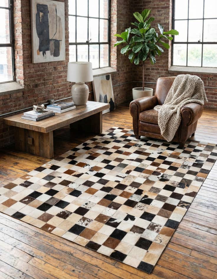 Detail image of 4' 1 x 6' Cowhide - Patchwork Rug