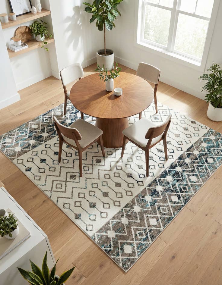 Detail image of  7' 10 x 7' 10 Moroccan Trellis Square Rug