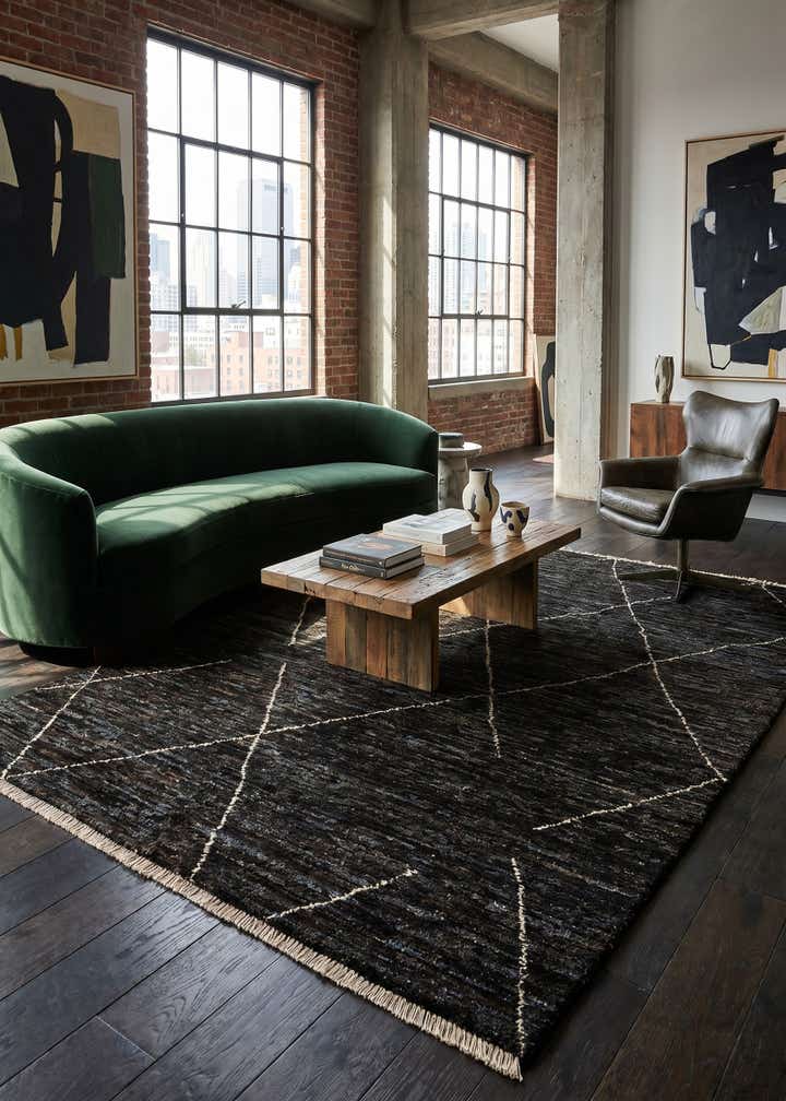 4' 6 x 6' 7 Hand Knotted Moroccan Wool Rug