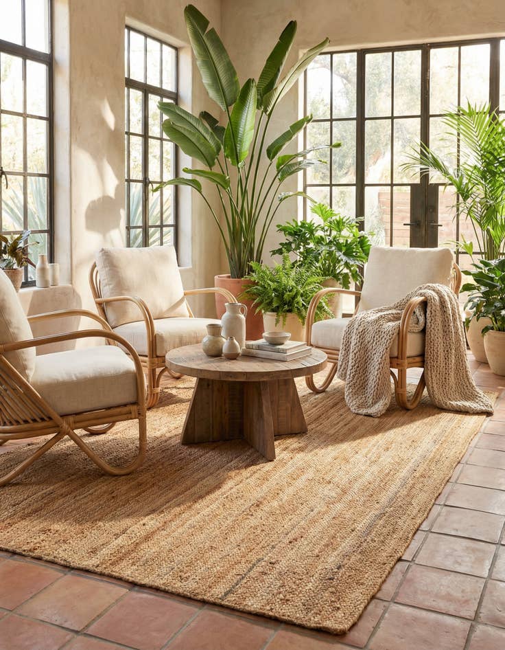 Detail image of 5' 1 x 8'  Hand Braided Jute Luxe Rug