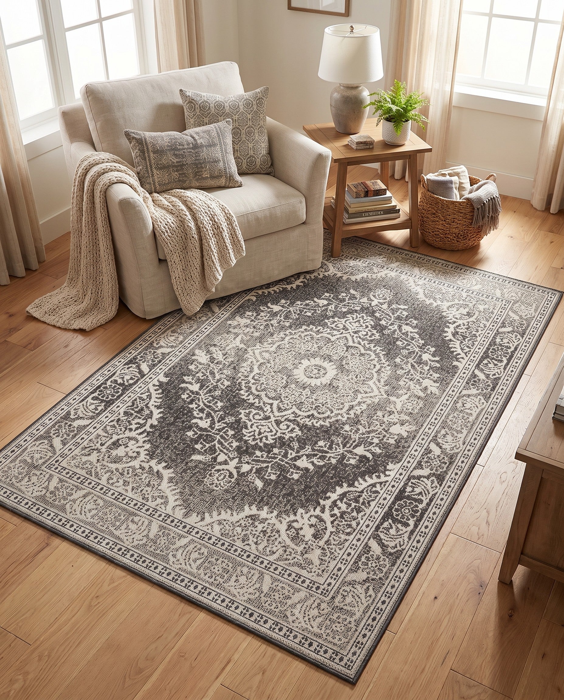 125cm x 185cm Easy-Clean Traditional Indoor / Outdoor Rug