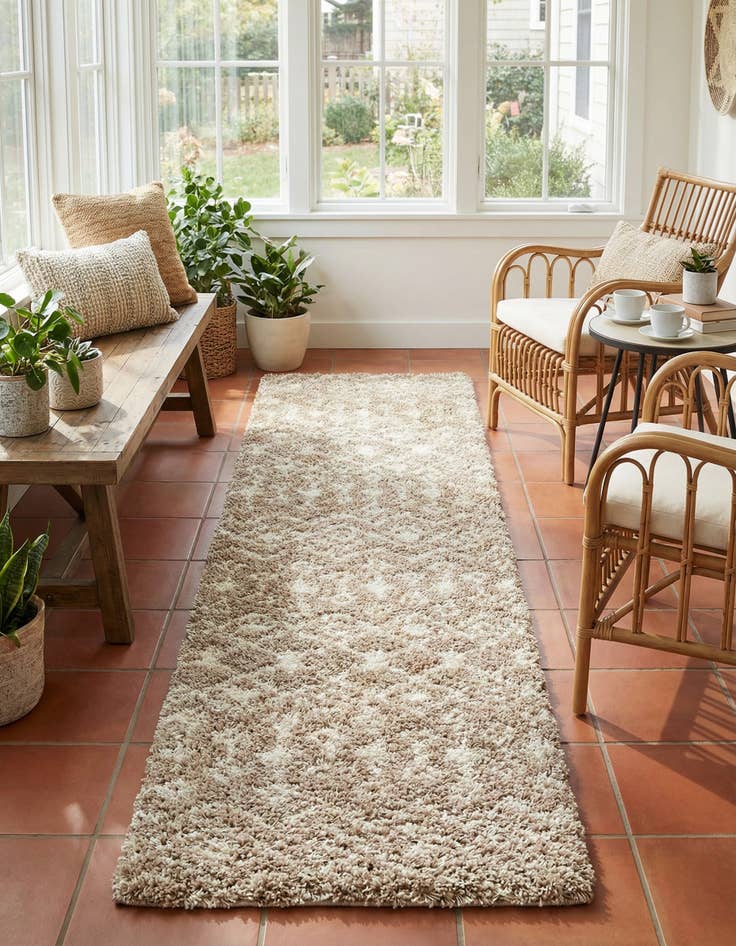 Detail image of  2' 7 x 10' Moroccan Trellis Shag Runner Rug