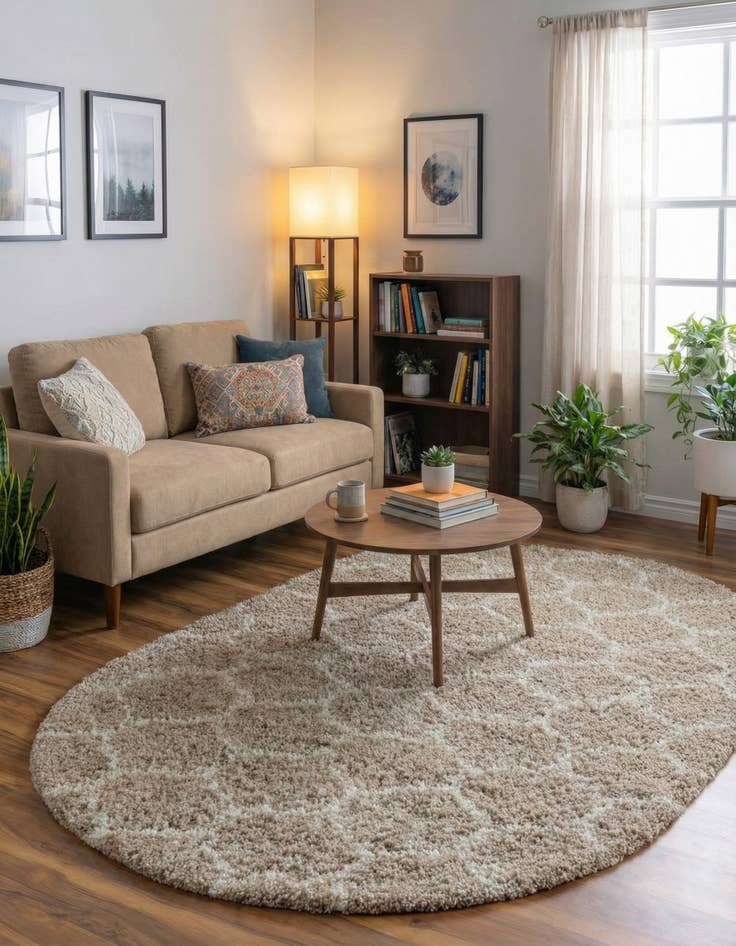 Detail image of 5' 3 x 8' Lattice Shag Oval Rug