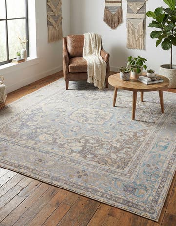 Cream Washable Timeless Square Rug