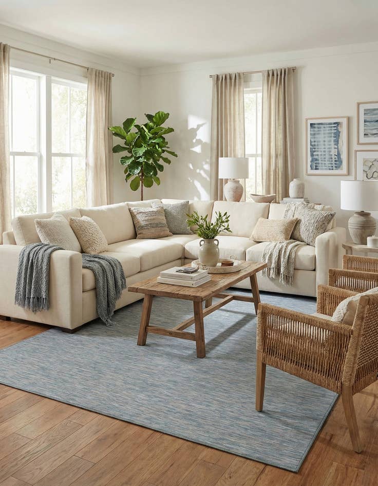 Detail image of 9' 4 x 12' Easy-Clean Solid Indoor / Outdoor Rug