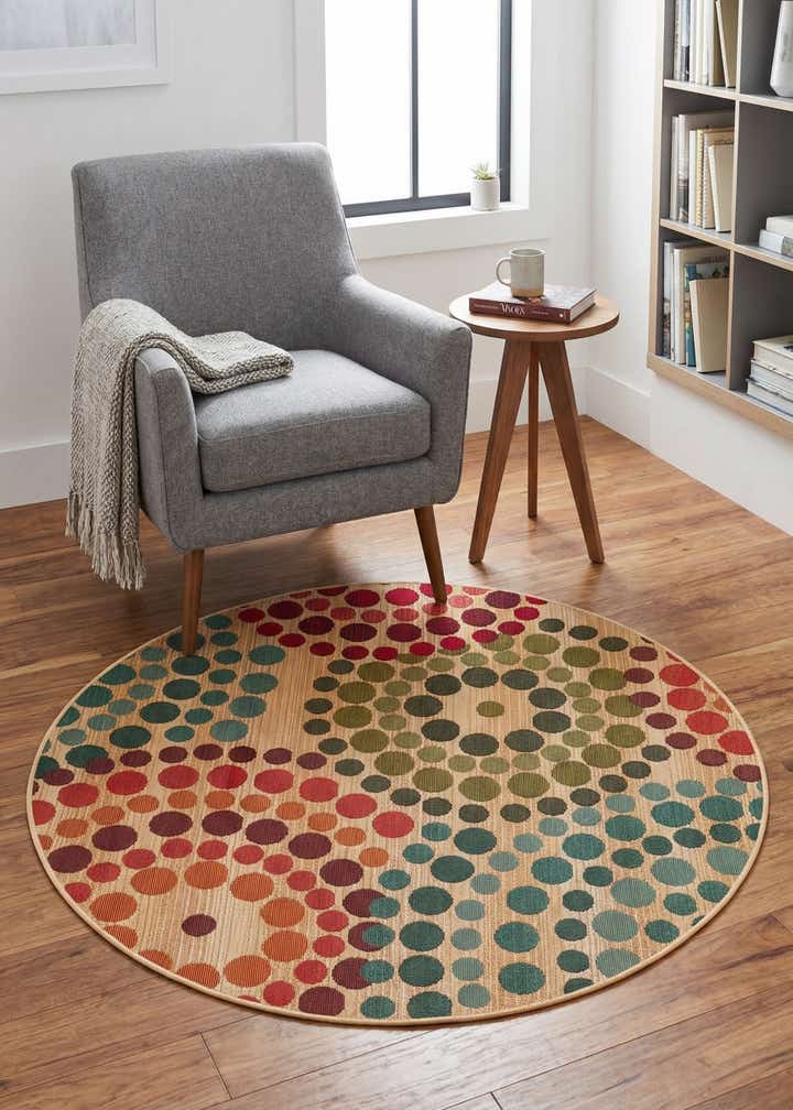 4' x 4' Easy-Clean Modern Indoor / Outdoor Round Rug