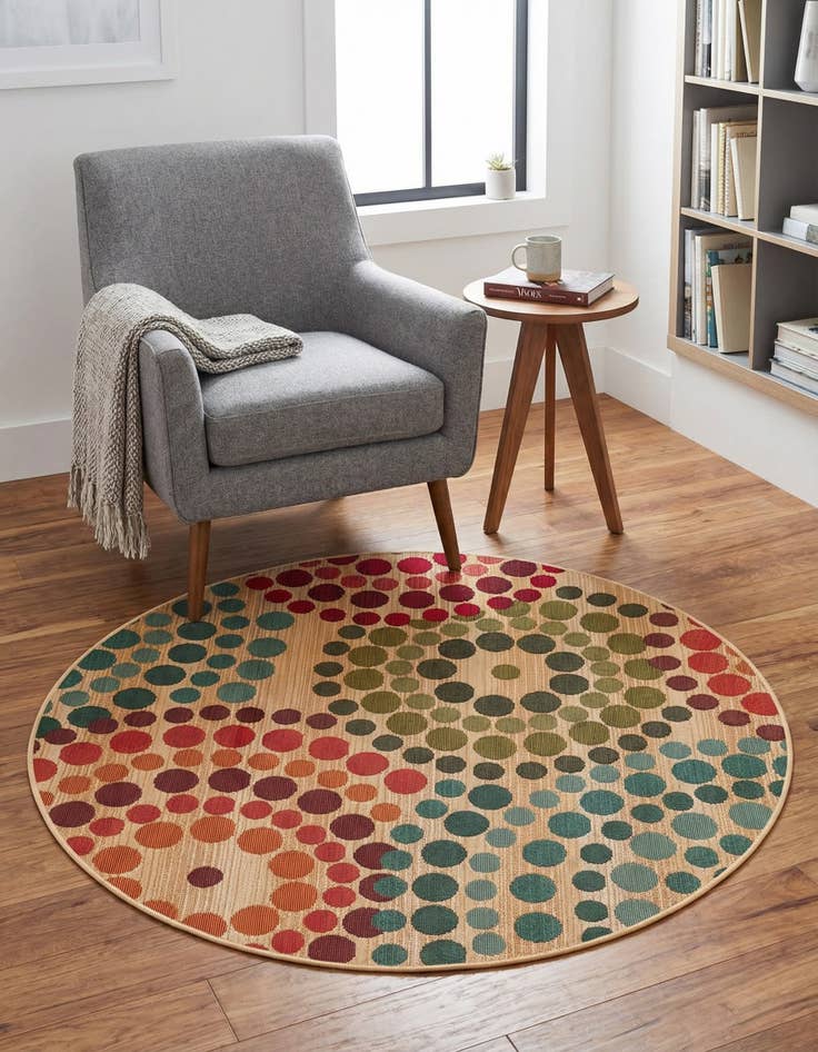Detail image of 4' x 4' Easy-Clean Modern Indoor / Outdoor Round Rug