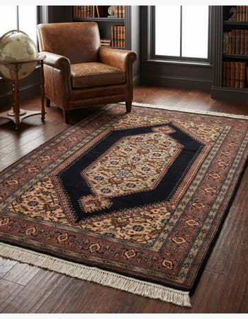 4' 1 x 6' 2 Hand Knotted Lahour Oriental Wool Rug