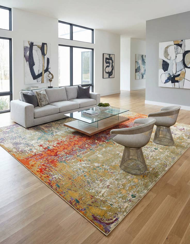 Detail image of 12' x 12' Washable Modern Indoor / Outdoor Square Rug