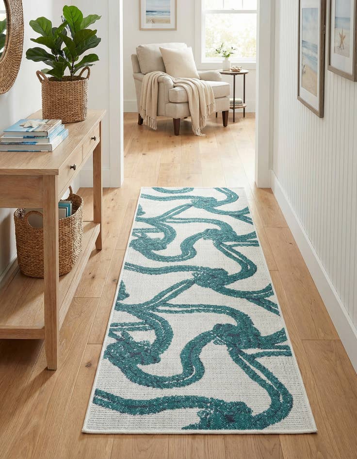 Detail image of 2' x 6' Washable Coastal Indoor / Outdoor Runner Rug