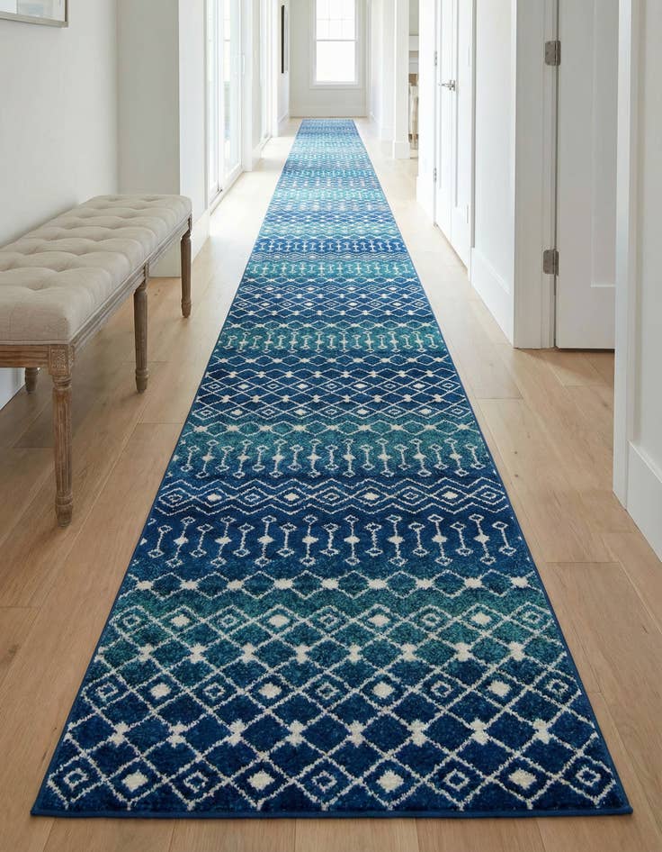 Detail image of 3' 3 x 16' 5 Moroccan Trellis Runner Rug