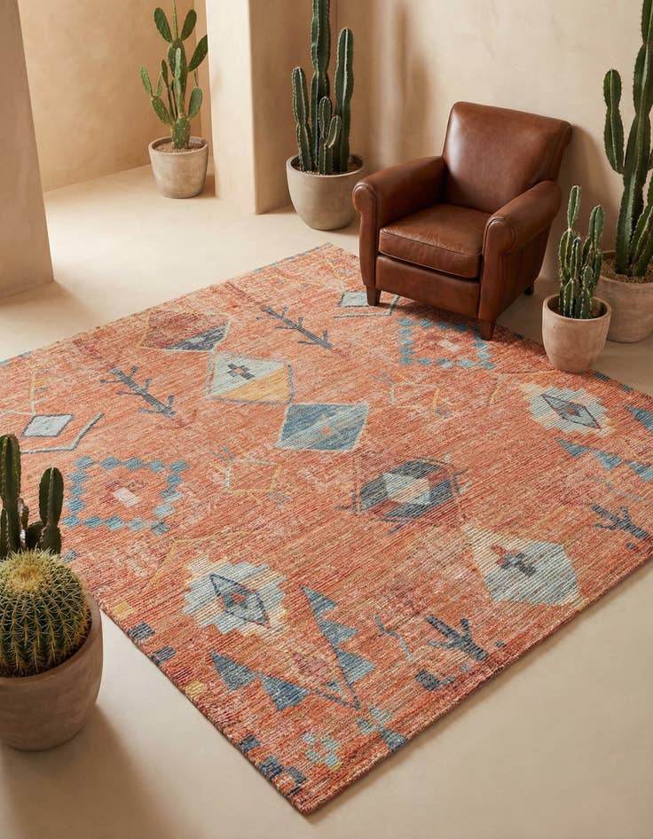 Detail image of 7' 10 x 7' 10 Hand Woven Chenille Jute Square Rug