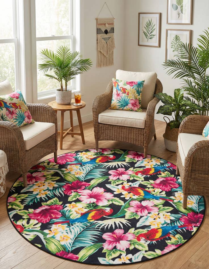Detail image of 7' 10 x 7' 10 Easy-Clean Jill Zarin Caribbean Indoor / Outdoor Round Rug