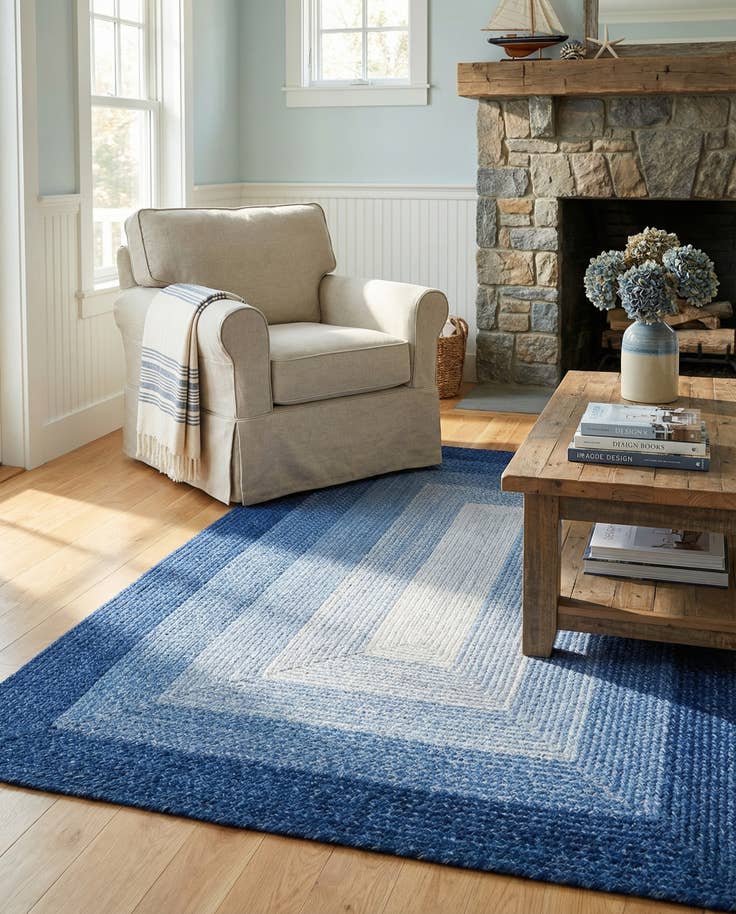 Detail image of 5' 1 x 8' Handmade Hand Braided Wool Rug