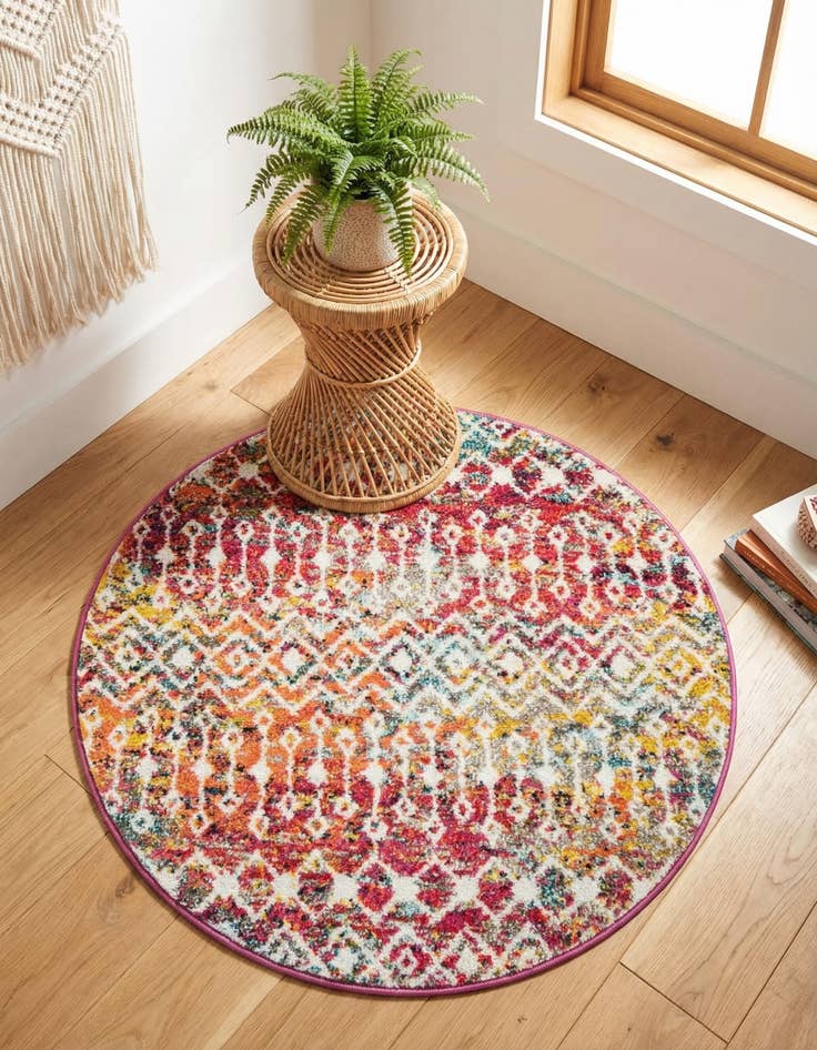 Detail image of  3' x 3' Moroccan Trellis Round Rug