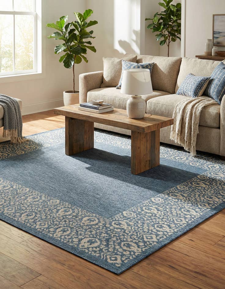 Detail image of 7' 10 x 7' 10 Washable Border Indoor / Outdoor Square Rug