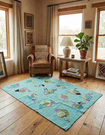 3' 2 x 4' 9 Hand Woven Kilim Suzani Wool Rug