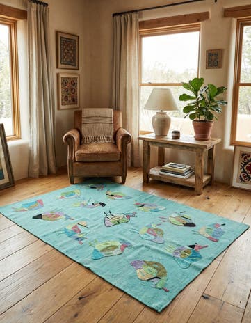 3' 2 x 4' 9 Hand Woven Kilim Suzani Wool Rug