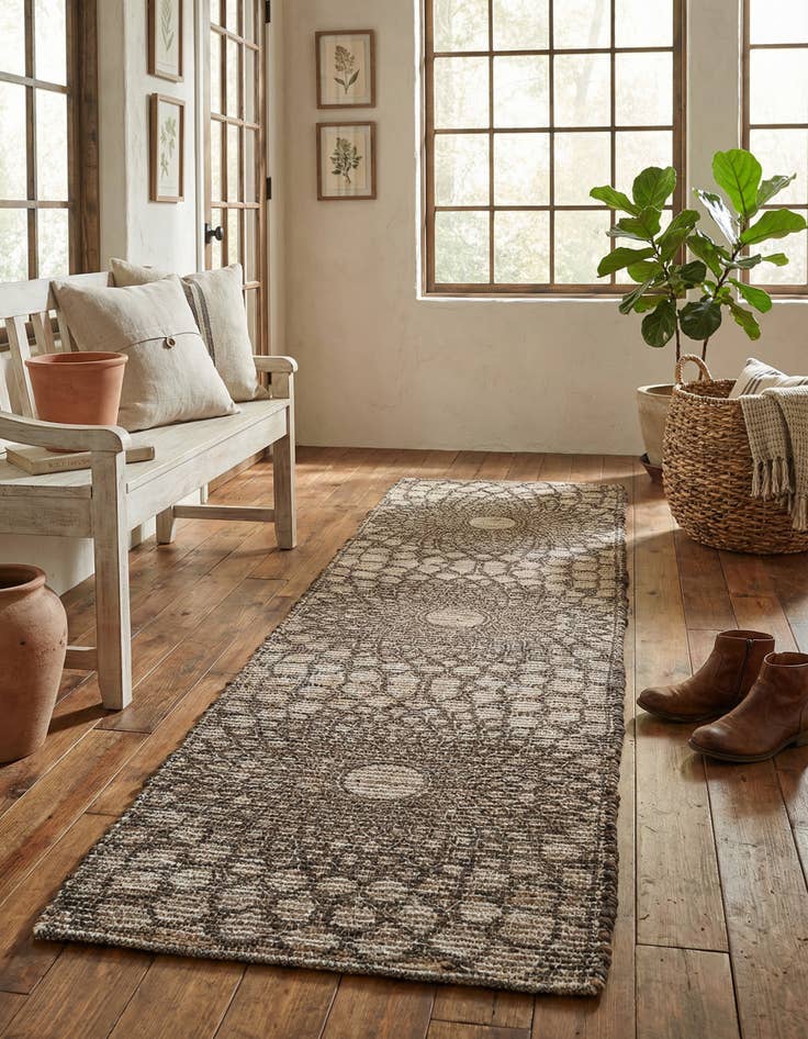 Detail image of 2' 2 x 8' Hand Woven Chenille Jute Runner Rug