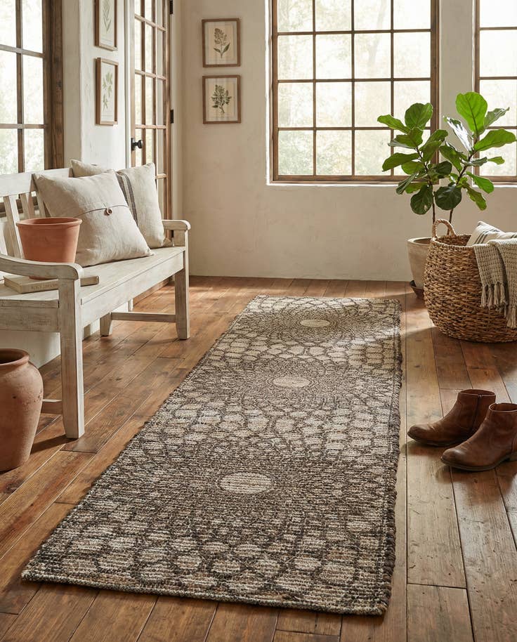 Detail image of 2' 2 x 8' Hand Woven Chenille Jute Runner Rug
