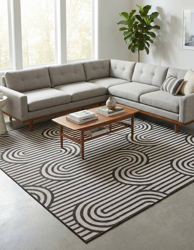 Detail image of 10' x 10'  Washable Modern Indoor / Outdoor Square Rug