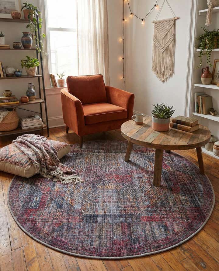 5' 3 x 5' 3 Washable Mangata Round Rug
