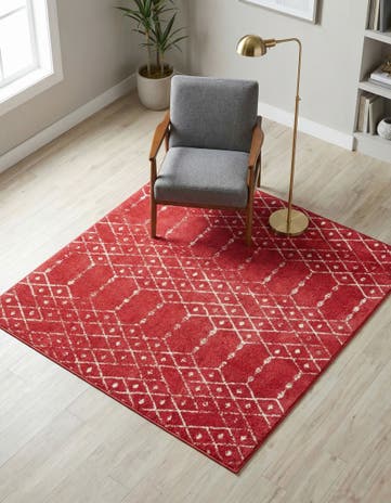 Raspberry Pink Paxon Trellis Square Rug