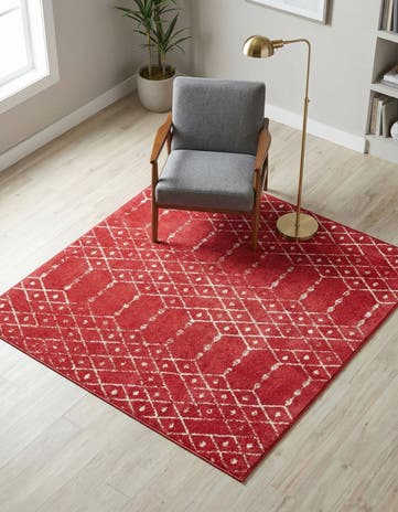 Raspberry Pink Paxon Trellis Square Rug