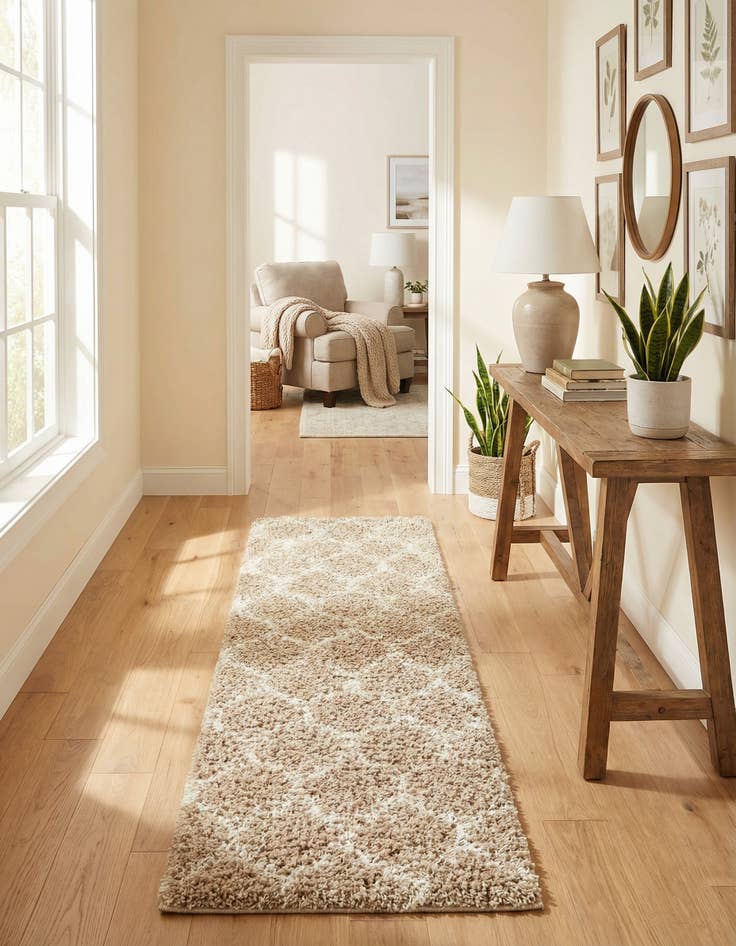 Detail image of 2' x 6' Lattice Shag Runner Rug