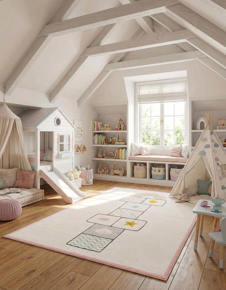 Detail image of 7' 10 x 10' Hopscotch Whimsy Kids Rug