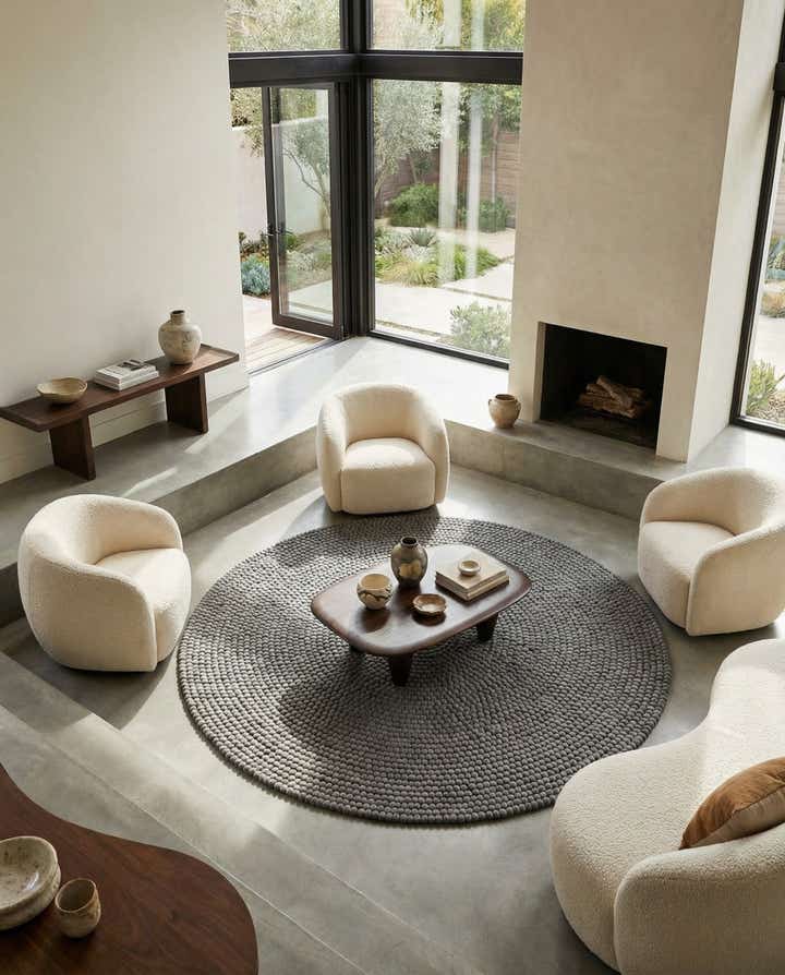240cm x 240cm Felt Ball Alfombra Lana redondo