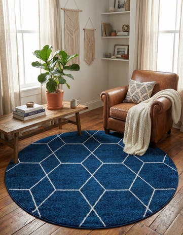 5' 3 x 5' 3 Lattice Frieze Round Rug