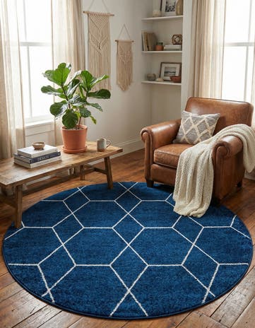 5' 3 x 5' 3 Lattice Frieze Round Rug
