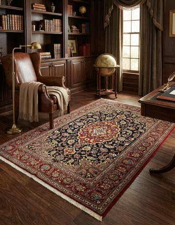 4' 8 x 6' 11 Hand Knotted Qom Persian Rug