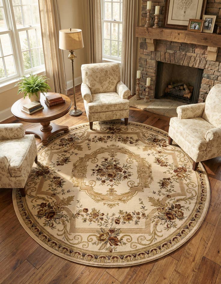 Detail image of 10' x 10' Classic Aubusson Round Rug