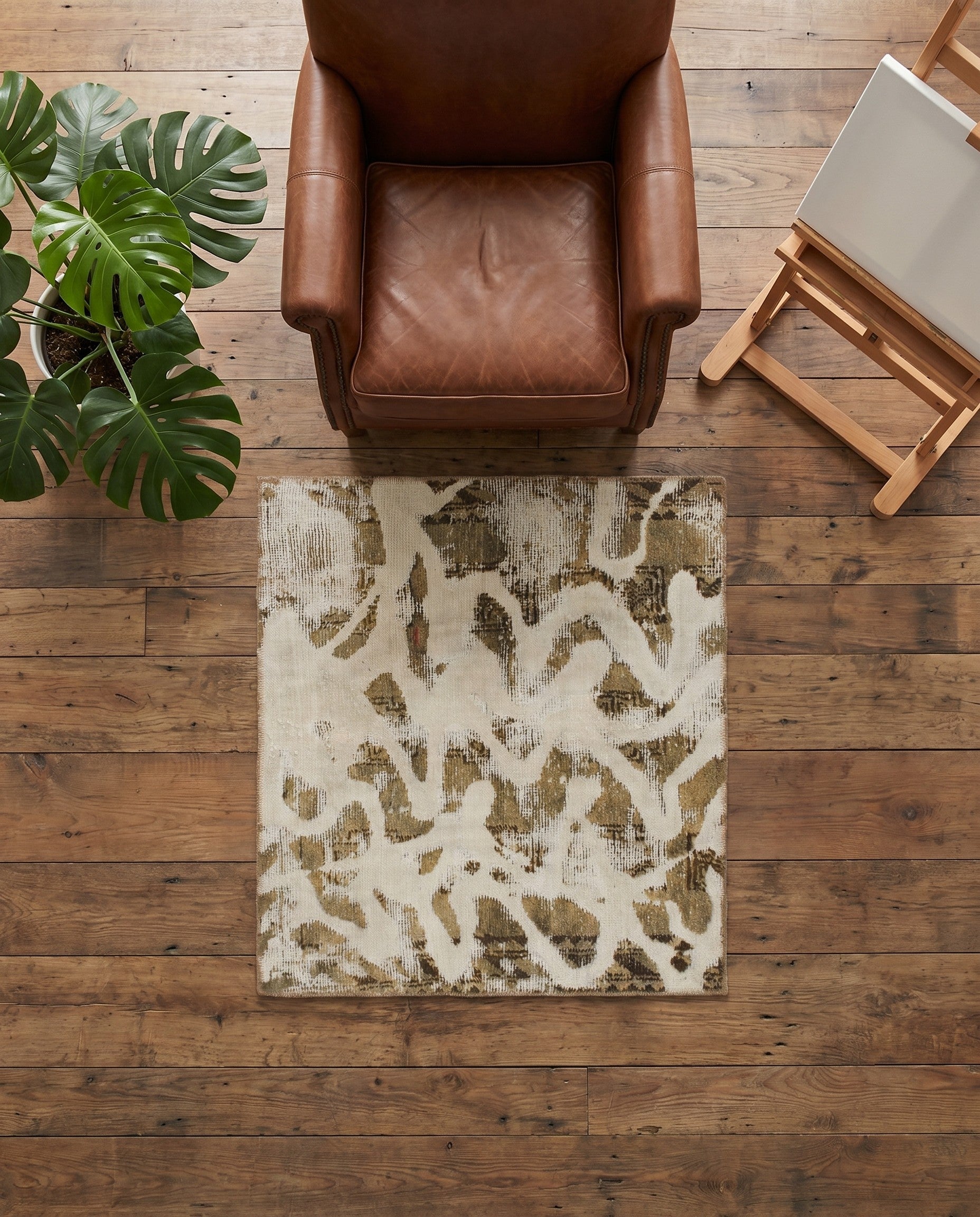 3' 4 x 3' 6 Hand Knotted Ultra Vintage Persian Wool Square Rug
