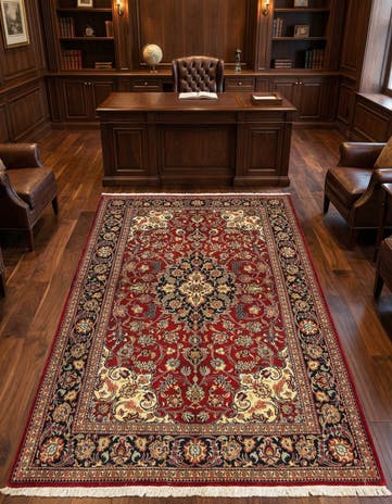 4' 7 x 7' Hand Knotted Qom Persian Rug