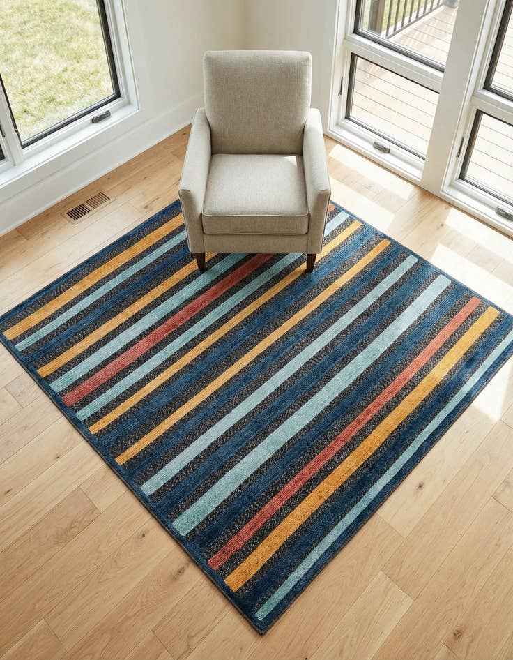 Detail image of 5' 3 x 5' 3  Washable Belize Indoor / Outdoor Square Rug