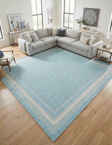 13' x 13' Easy-Clean Border Indoor / Outdoor Square Rug