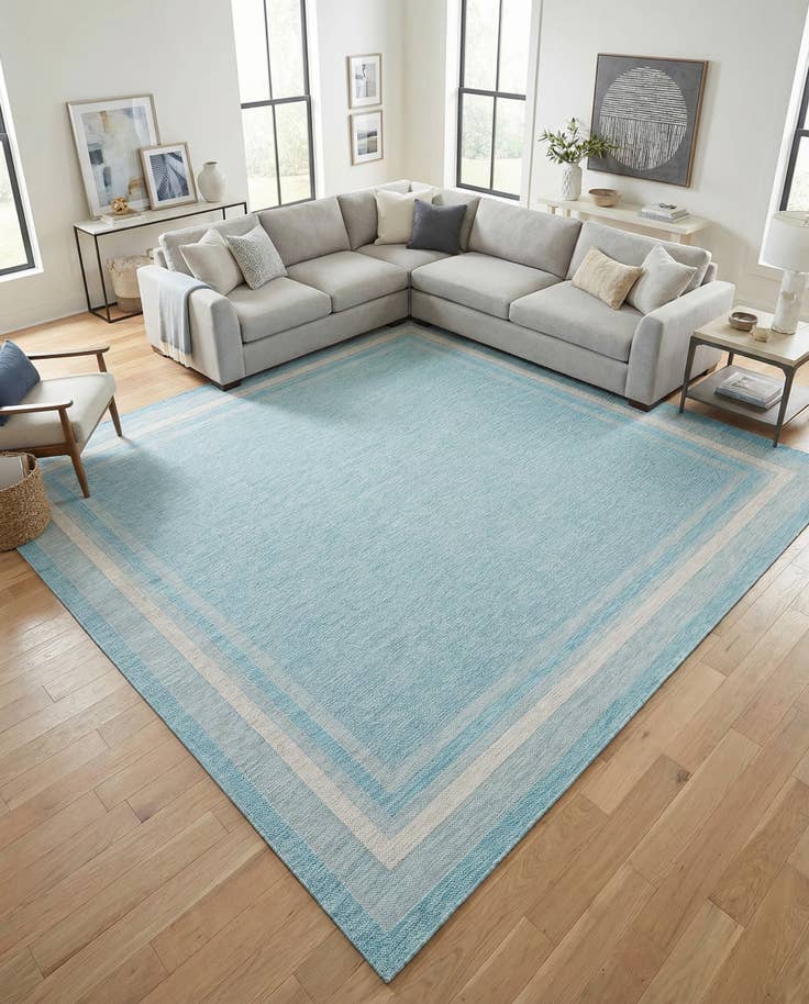 Detail image of 13' x 13' Easy-Clean Border Indoor / Outdoor Square Rug
