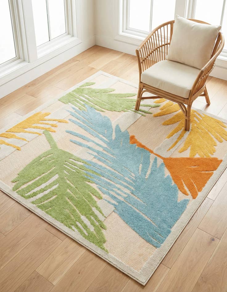 Detail image of 5' 3 x 5' 3 Washable Aruba Indoor / Outdoor Square Rug