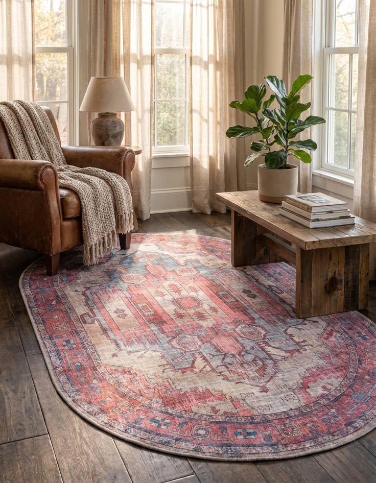 Detail image of 5' 3 x 8' Washable Maahru Oval Rug