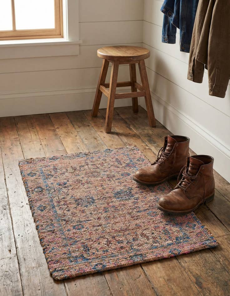 Detail image of 2' x 3' 1  Hand Woven Chenille Jute Rug