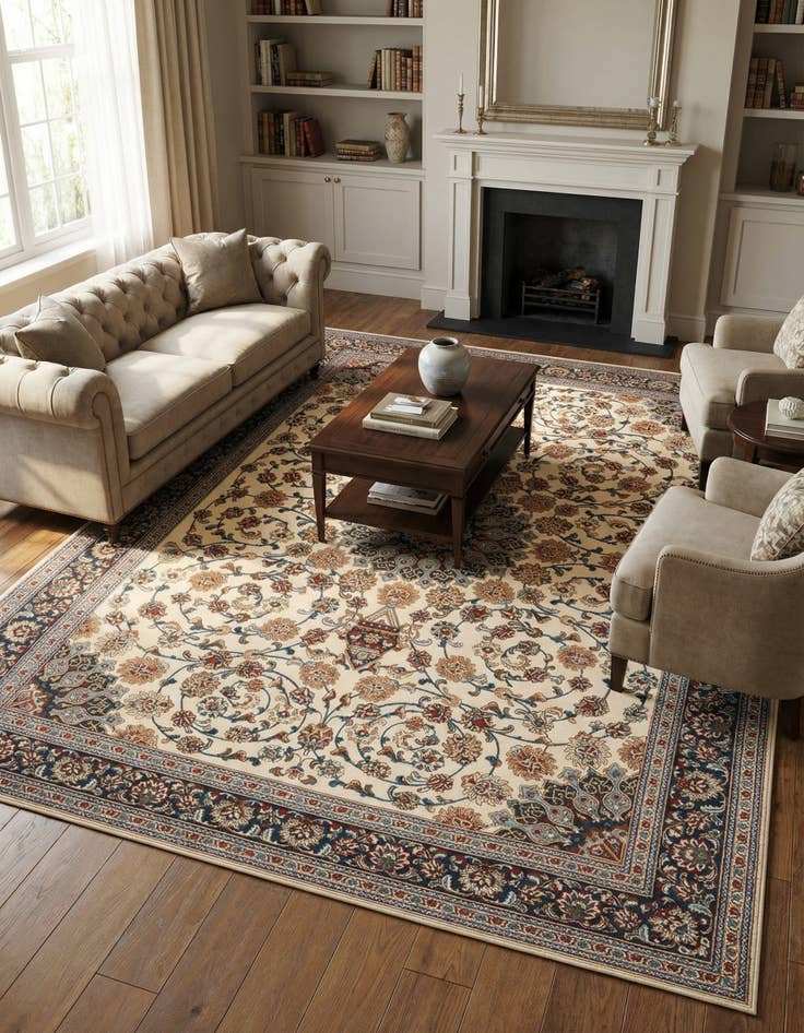 Detail image of 9' x 12'  Washable Traditional Indoor / Outdoor Rug