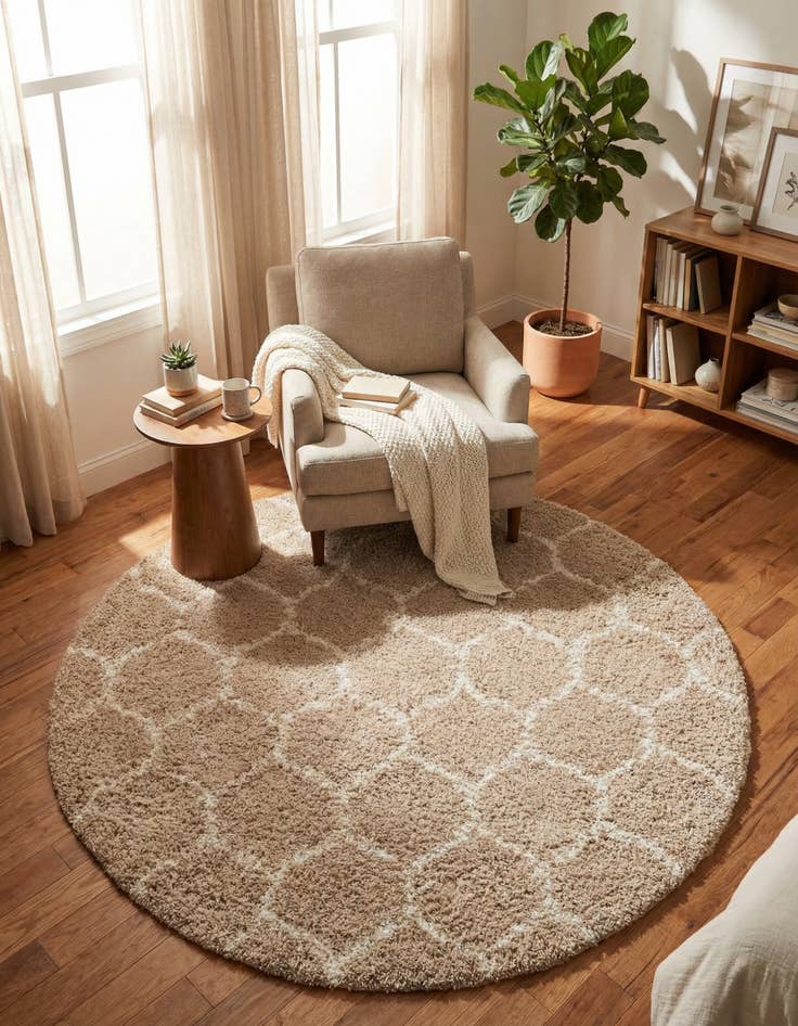 Detail image of 6' x 6' Trellis Shag Round Rug