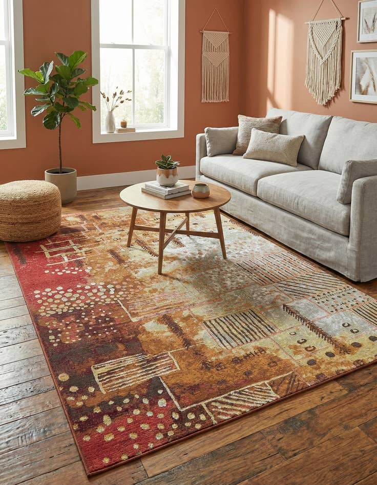 Detail image of 5' 3 x 8' Washable Modern Indoor / Outdoor Rug