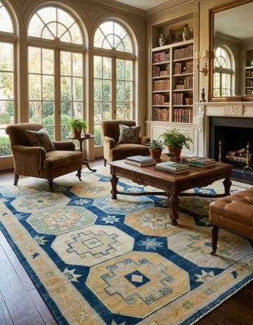 8' 4 x 9' 10 Hand Knotted Oushak Wool Rug