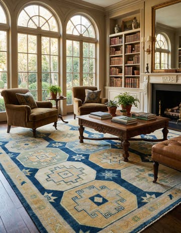 8' 4 x 9' 10 Hand Knotted Oushak Wool Rug