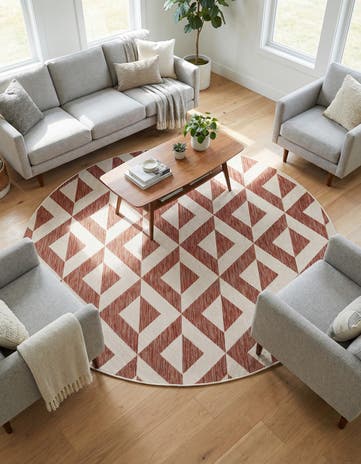 Rust Red Easy-Clean Jill Zarin Napa Indoor / Outdoor Round Rug