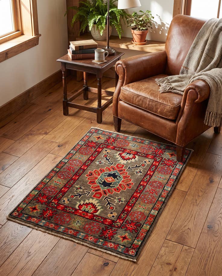 Detail image of 60cm x 95cm Hand Knotted Kazak Rug